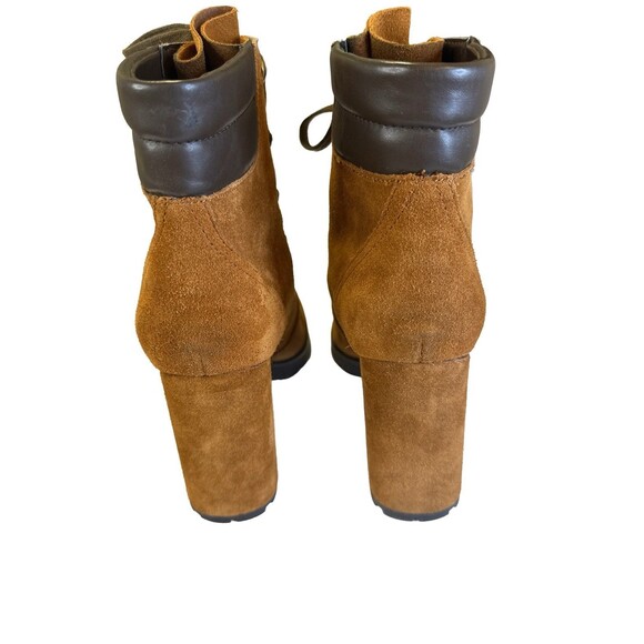 Sam Edelman Caroleena Lace Up Eyelets Block Heel Booties 8M Brown Suede Leather - Picture 5 of 9